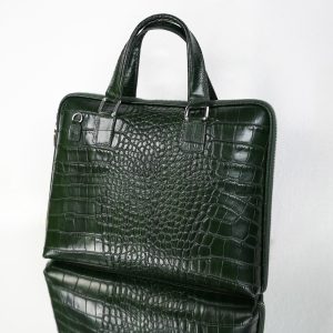 Laptop Bag Crocodile Velvet Green