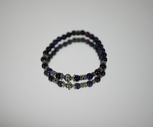 Elastic Bracelet Base Natural Stones 6mm Dark Blue - Image 2