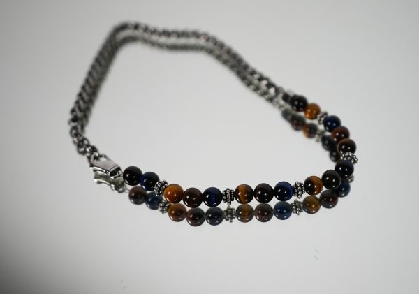 Bracciale e Collana a Doppio Giro Blu e marrone - immagine 2