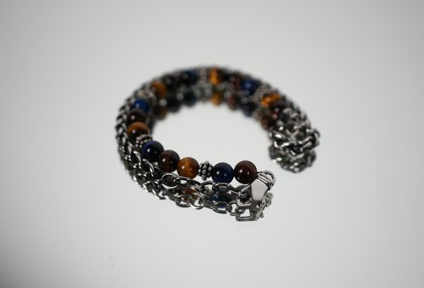 Bracciale e Collana a Doppio Giro Blu e marrone