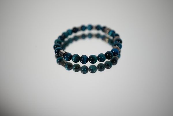 Bracciale Elastico con Base in Pietre Naturali 8 mm Blu - immagine 3