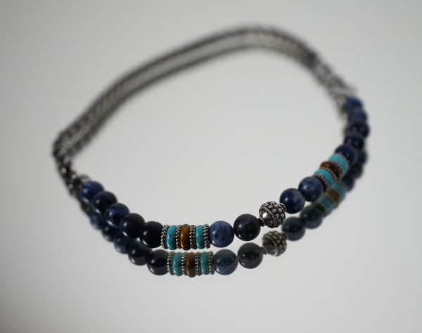 Bracciale e Collana a Doppio Giro Blu - immagine 2