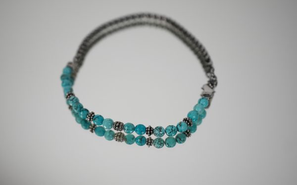 Bracciale e Collana a Doppio Giro Turchese - immagine 2