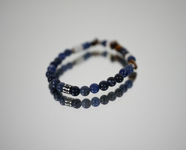Bracciale Elastico con Base in Pietre Naturali 6 mm Blu