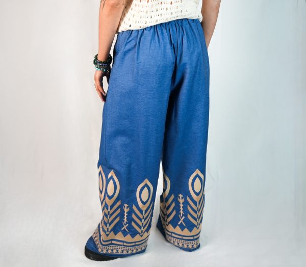 Pantaloni Blu a Gamba Larga Floral - immagine 2