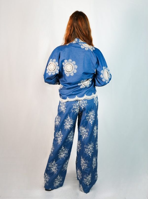 Blue Blouse Boho with Bow Tie - Image 4
