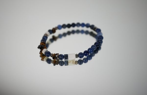 Bracciale Elastico con Base in Pietre Naturali 6 mm Blu - immagine 3