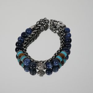 Two-turn Bracelet and Necklaces Blue
