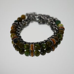 Bracciale e Collana a Doppio Giro Verde Chiaro