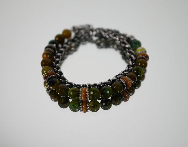 Bracciale e Collana a Doppio Giro Verde Chiaro