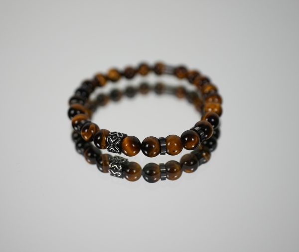 Bracciale Elastico con Base in Pietre Naturali 8 mm Marrone