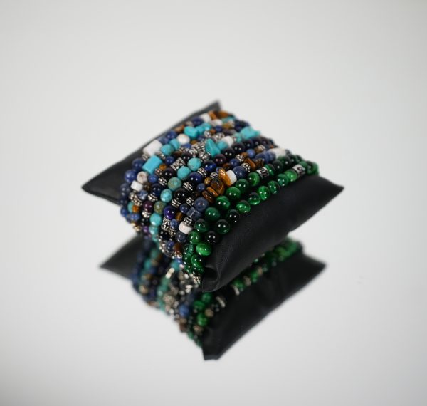Bracciale Elastico con Base in Pietre Naturali 6 mm Verde - immagine 3
