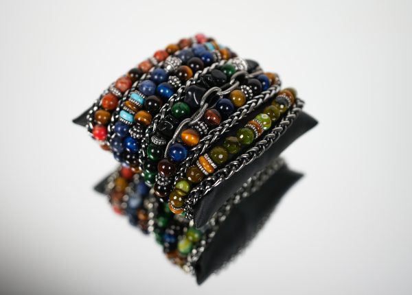 Bracciale e Collana a Doppio Giro Blu e marrone - immagine 3