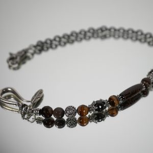 Small Metal Chain and Natural Stones Brown