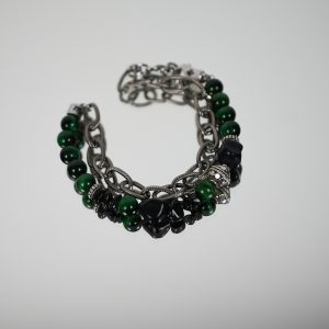 Zwei-Umwicklungs-Armband und Halskette Dunkelgrün