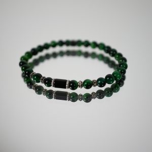 Bracciale Elastico con Base in Pietre Naturali 6 mm Verde