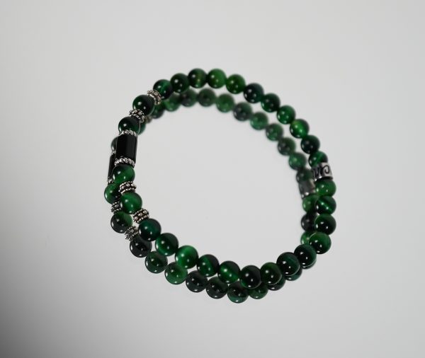 Bracciale Elastico con Base in Pietre Naturali 6 mm Verde - immagine 2