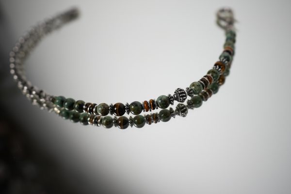 Bracciale e Collana a Doppio Giro Verde Chiaro - immagine 2