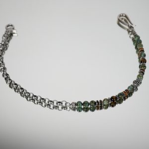 Small Metal Chain and Natural Stones Green