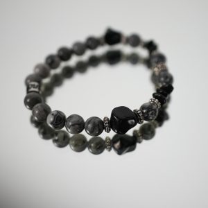 Bracciale Elastico con Base in Pietre Naturali 8 mm Grigio