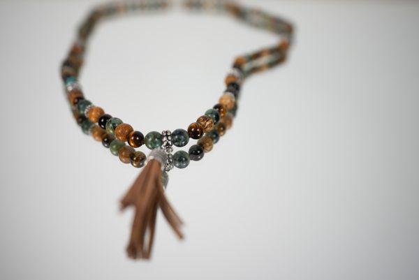 Bracciale Elastico con Base in Pietre Naturali Marrone - immagine 2