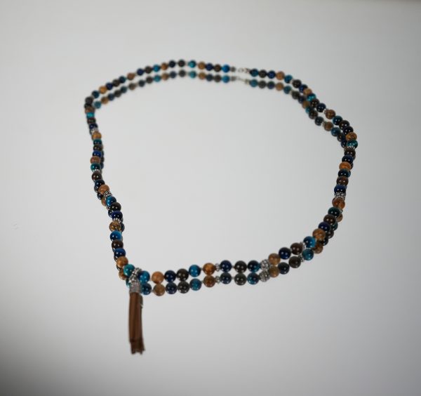 Bracciale Elastico con Base in Pietre Naturali Blu