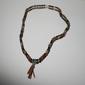 Long Necklace Natural Stones Brown