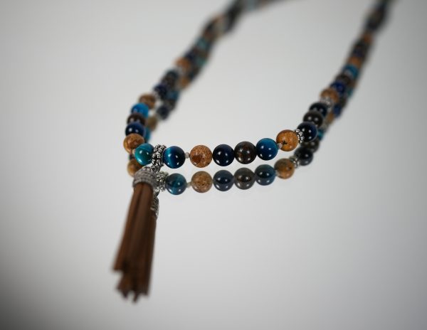 Bracciale Elastico con Base in Pietre Naturali Blu - immagine 2