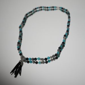 Bracciale Elastico con Base in Pietre Naturali Turchese