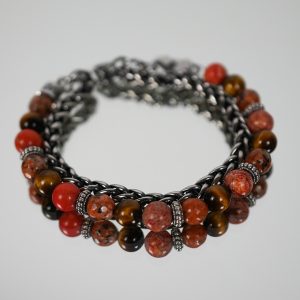 Bracciale e Collana a Doppio Giro Rosso