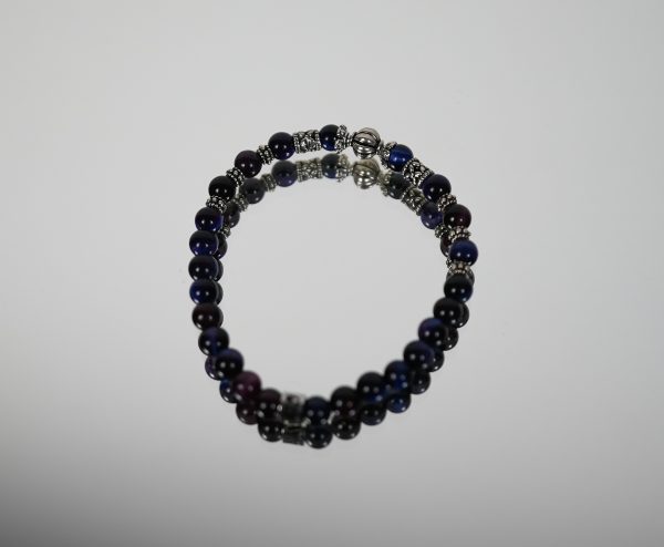 Elastic Bracelet Base Natural Stones 6mm Dark Blue