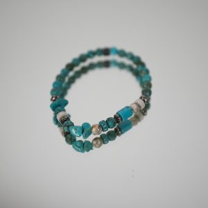 Bracciale Elastico con Base in Pietre Naturali 6 mm Turchese