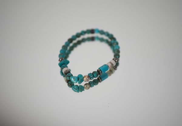 Bracciale Elastico con Base in Pietre Naturali 6 mm Turchese