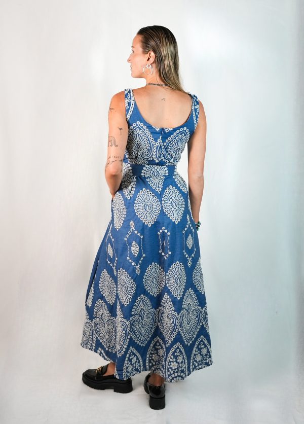 Abito estivo blu in cotone - immagine 4