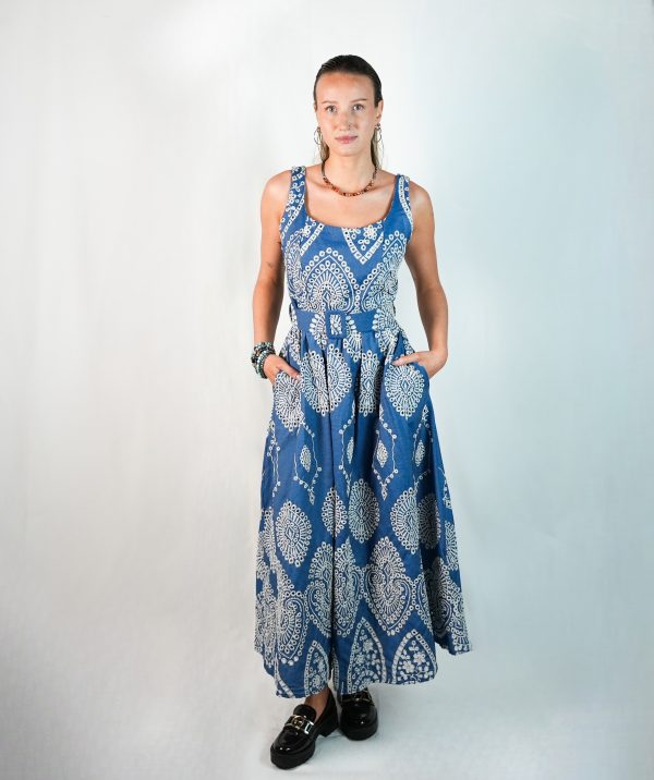 Abito estivo blu in cotone - immagine 2